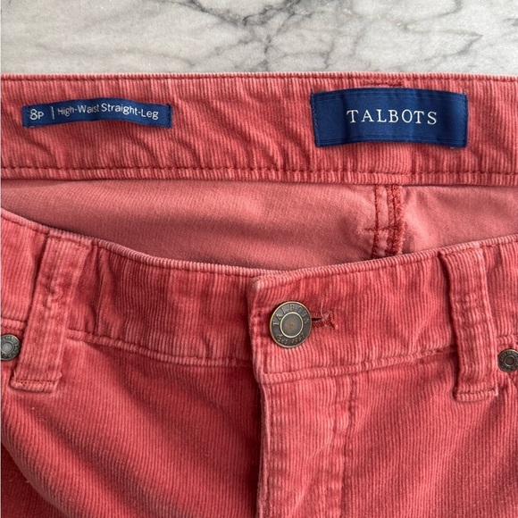 Talbots Corduroy High Waist Straight Leg Pant Womens Size 8 Petite Coral Stretch - Picture 6 of 6